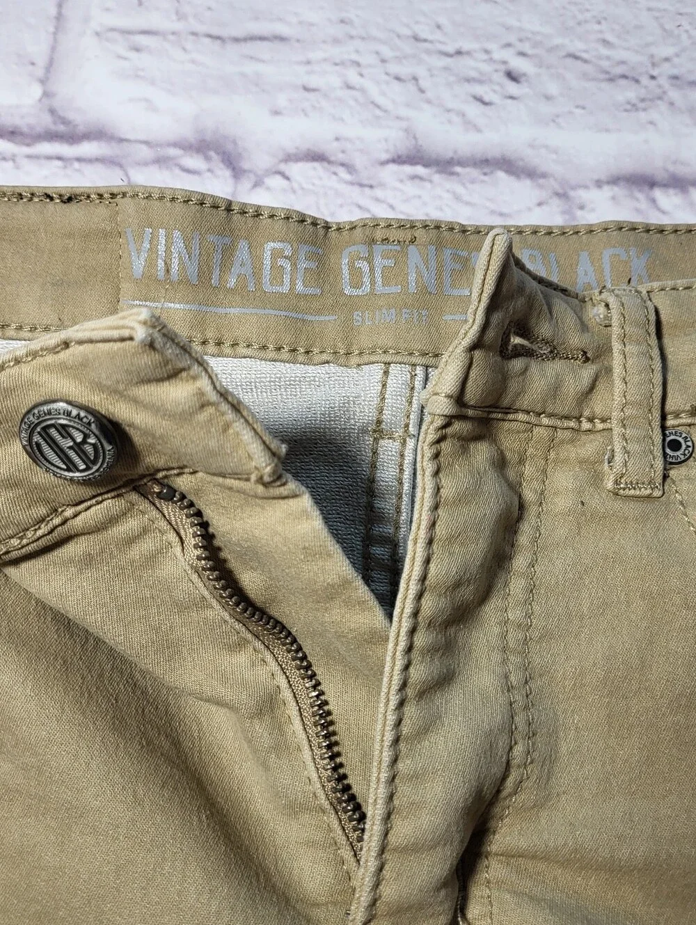 VGB Vintage Genes Black Mens Comfort Jeans Khaki Tan 30x32 Stretchy Terry Denim